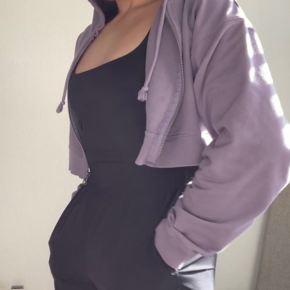 purple oversized crop hoodie - Picture 2 of 8